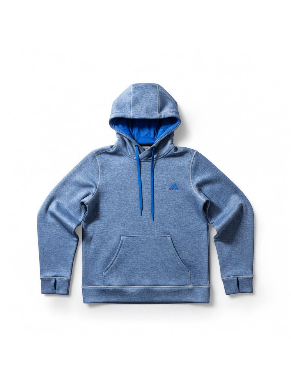 Adidas Climawarm Blue Heathered Fleece Hoodie Mens Small